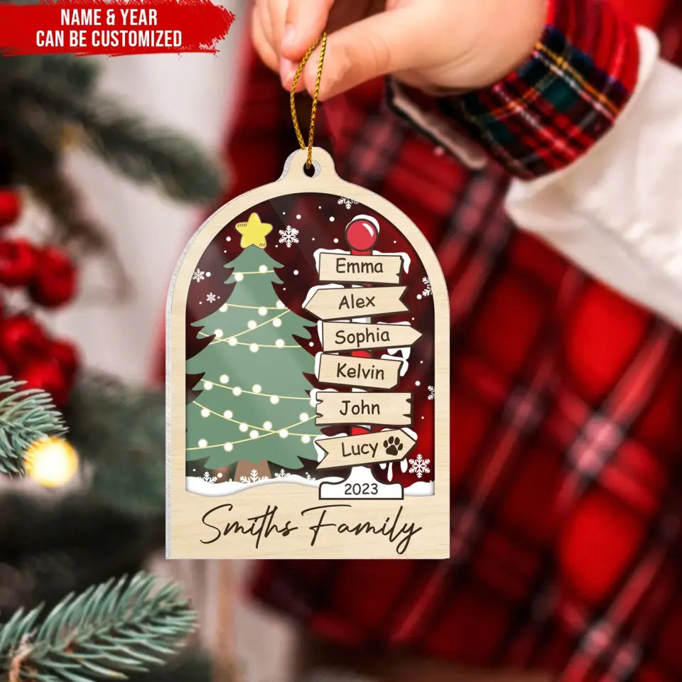 Family Christmas Tree Home Decor - Personalized Acrylic Ornament, Christmas Gift For Family - ORN223