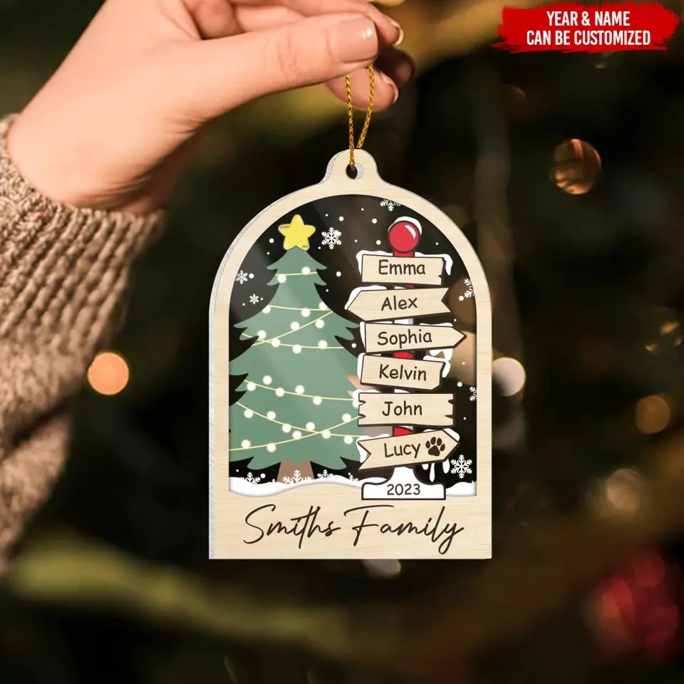 Family Christmas Tree Home Decor - Personalized Acrylic Ornament, Christmas Gift For Family - ORN223