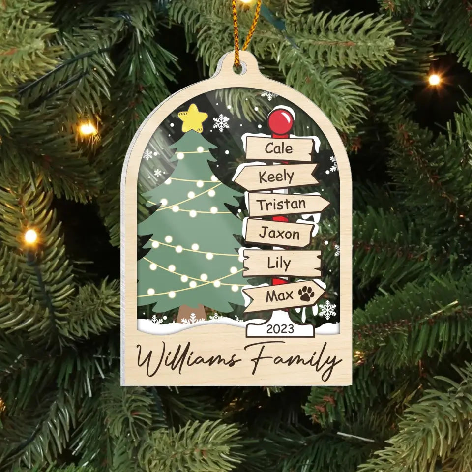 Family Christmas Tree Home Decor - Personalized Acrylic Ornament, Christmas Gift For Family - ORN223
