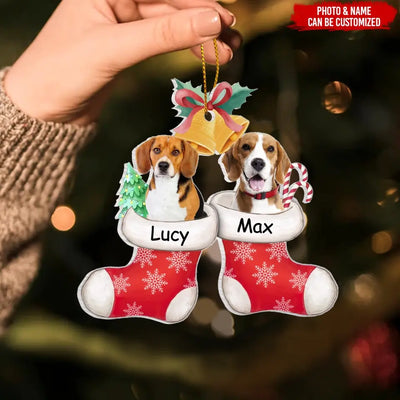 Custom Stocking Photo - Personalized Wooden Ornament, Gift For Christmas - ORN151