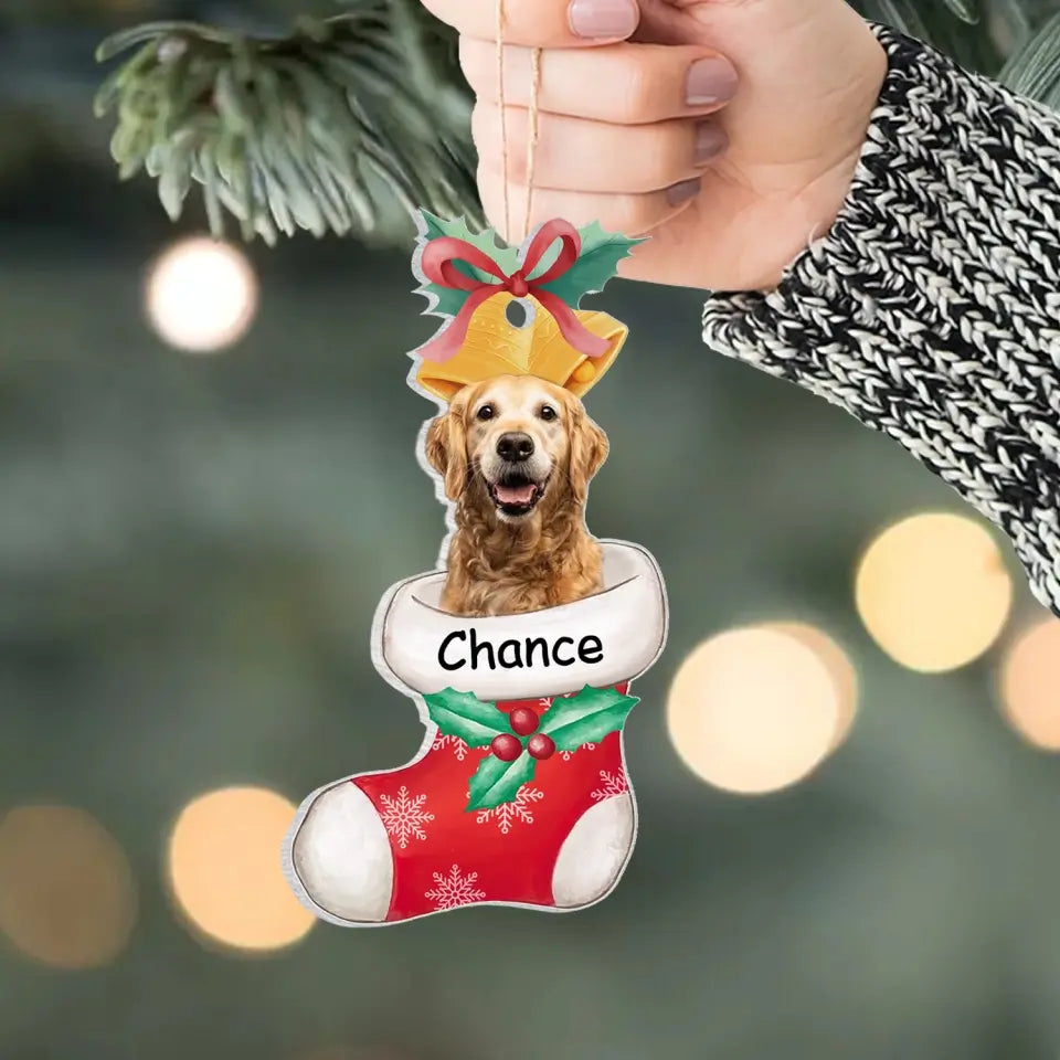 Custom Stocking Photo - Personalized Wooden Ornament, Gift For Christmas - ORN151