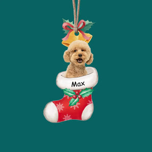 Custom Stocking Photo - Personalized Wooden Ornament, Gift For Christmas - ORN151