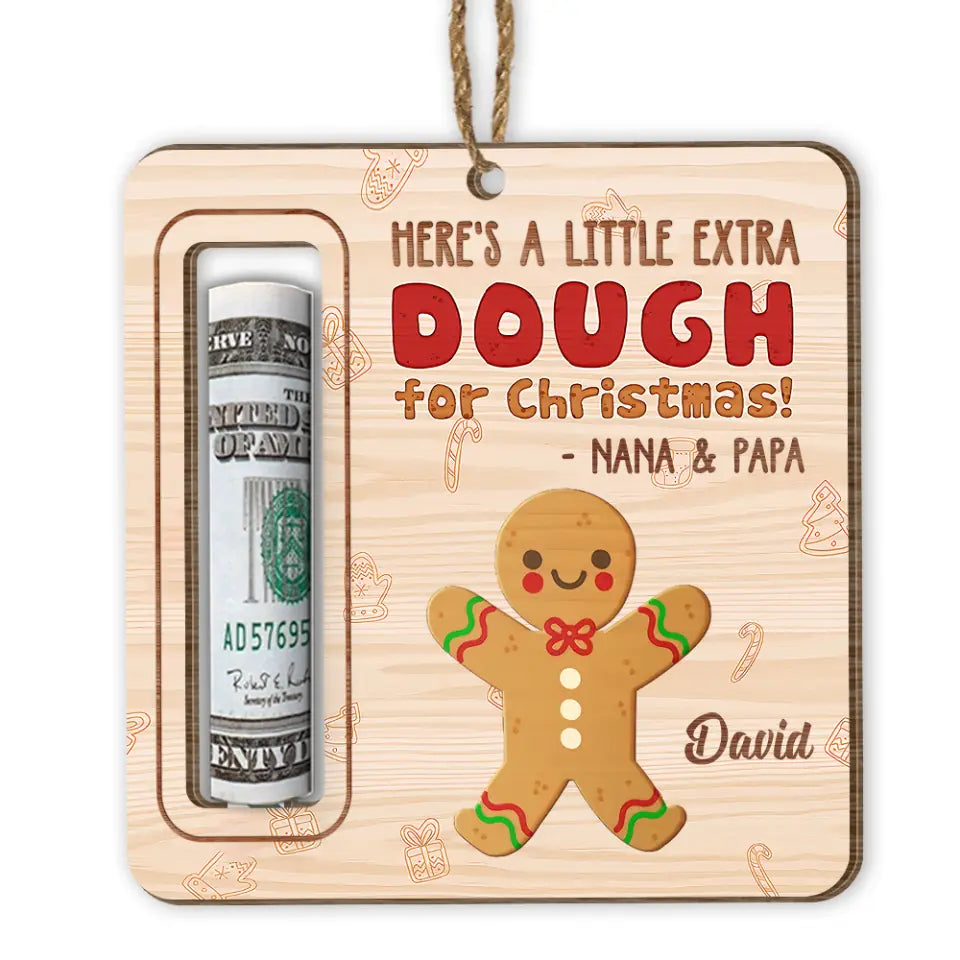 Double Extra For Christmas - Personalized Wooden Ornament, Money Holder, Christmas Money Holder Ornament For Kids - ORN225