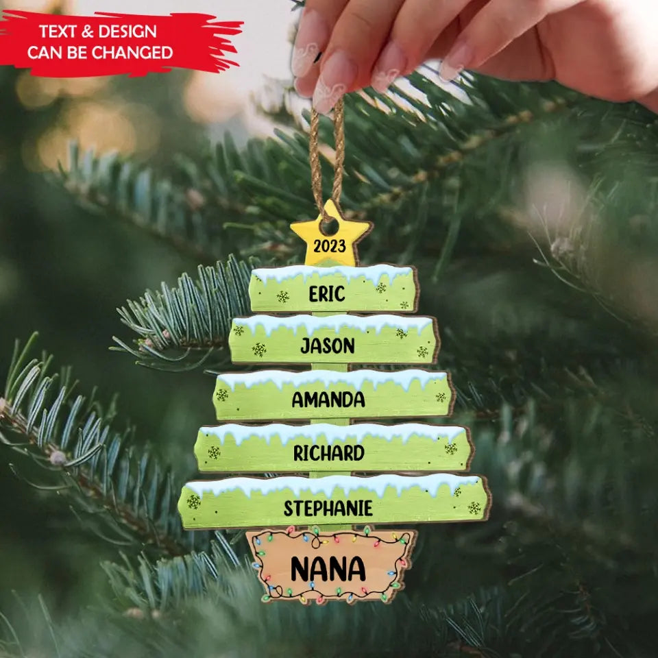 Family Christmas Tree Family Is Everything - Personalized Wooden Ornament, Christmas Gift for Grandma/Nana/Family Members - ORN228