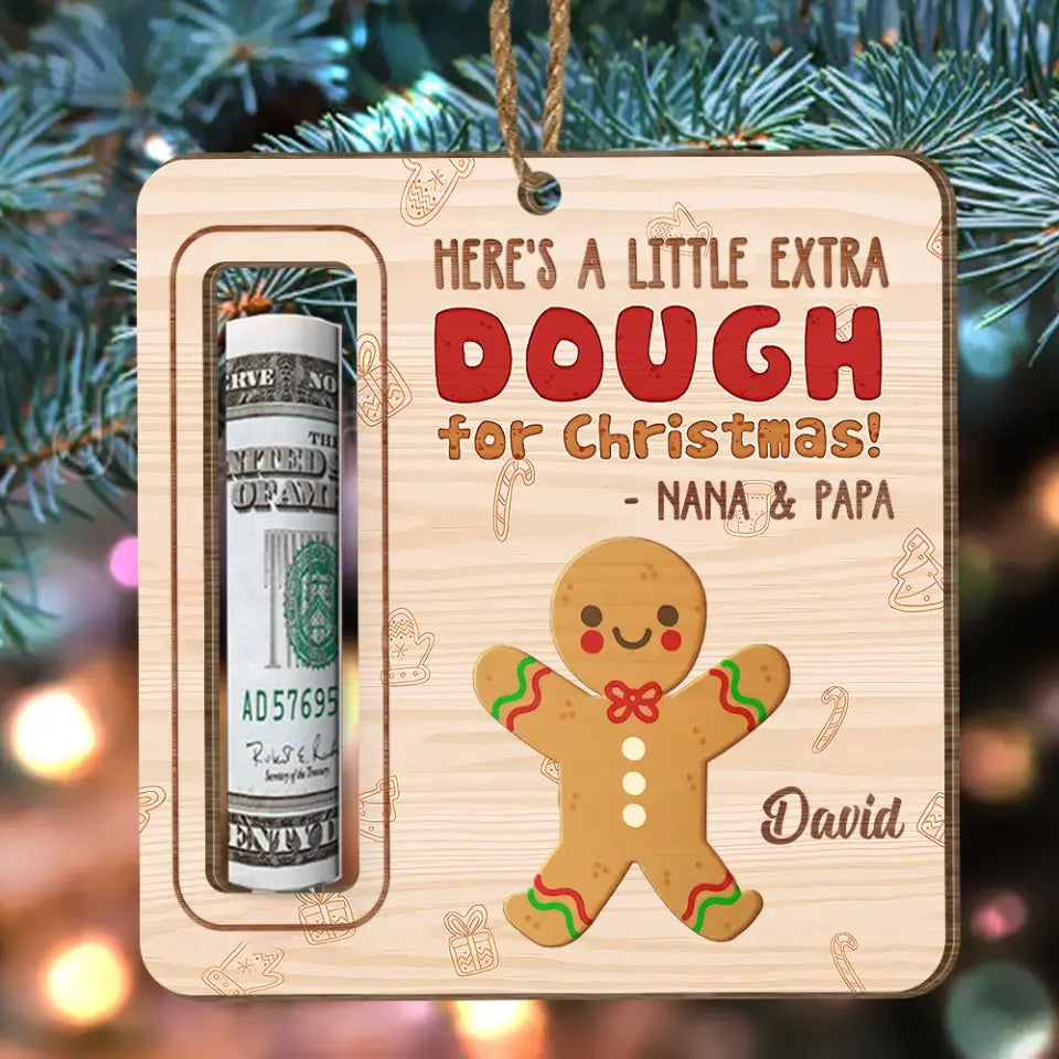 Double Extra For Christmas - Personalized Wooden Ornament, Money Holder, Christmas Money Holder Ornament For Kids - ORN225
