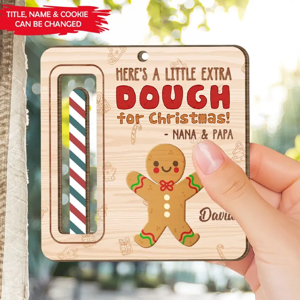 Double Extra For Christmas - Personalized Wooden Ornament, Money Holder, Christmas Money Holder Ornament For Kids - ORN225