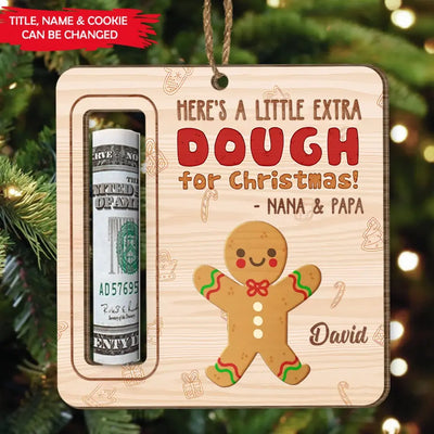 Double Extra For Christmas - Personalized Wooden Ornament, Money Holder, Christmas Money Holder Ornament For Kids - ORN225