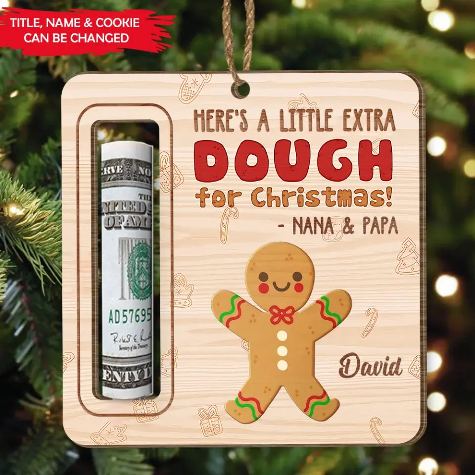Double Extra For Christmas - Personalized Wooden Ornament, Money Holder, Christmas Money Holder Ornament For Kids - ORN225