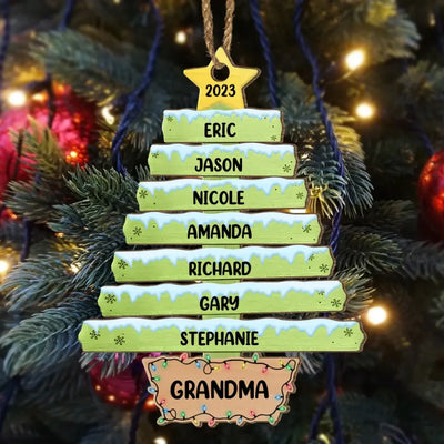 Family Christmas Tree Family Is Everything - Personalized Wooden Ornament, Christmas Gift for Grandma/Nana/Family Members - ORN228
