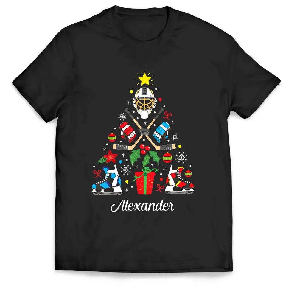 Christmas Ice Hockey - Personalized T-Shirt, Christmas T-Shirt, Christmas Gift For Hockey Lovers - TS1029
