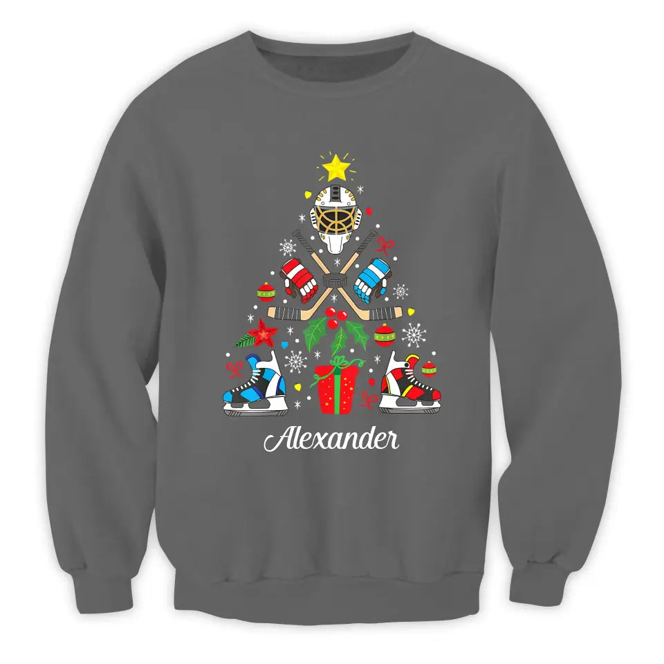 Christmas Ice Hockey - Personalized T-Shirt, Christmas T-Shirt, Christmas Gift For Hockey Lovers - TS1029