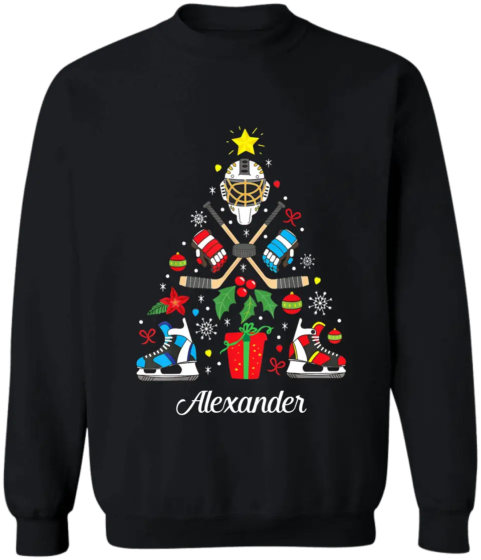 Christmas Ice Hockey - Personalized T-Shirt, Christmas T-Shirt, Christmas Gift For Hockey Lovers - TS1029