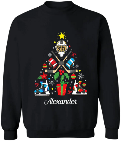 Christmas Ice Hockey - Personalized T-Shirt, Christmas T-Shirt, Christmas Gift For Hockey Lovers - TS1029