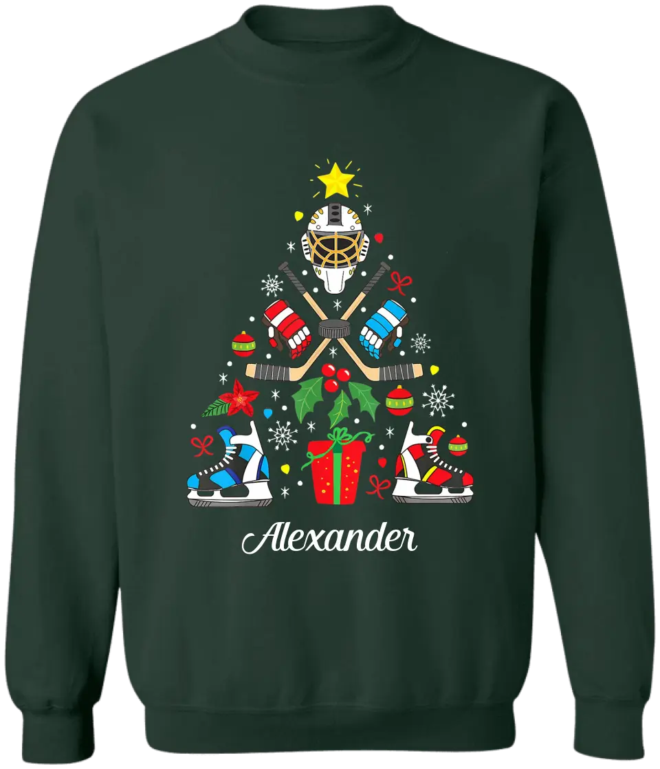 Christmas Ice Hockey - Personalized T-Shirt, Christmas T-Shirt, Christmas Gift For Hockey Lovers - TS1029