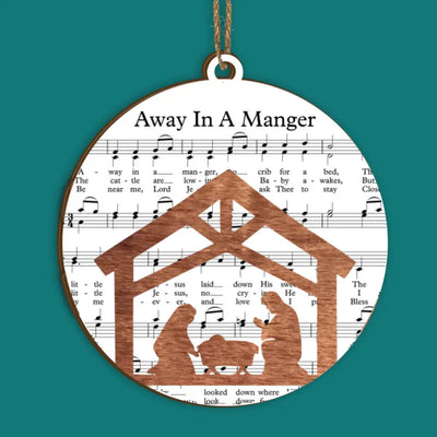 Music Sheet Nativity Ornament - Personalized 2 Layer Wooden Ornament, Christmas Decoration - ORN226