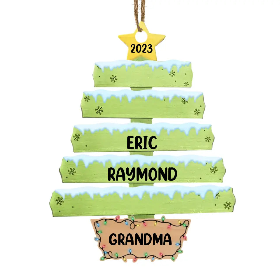Family Christmas Tree Family Is Everything - Personalized Wooden Ornament, Christmas Gift for Grandma/Nana/Family Members - ORN228