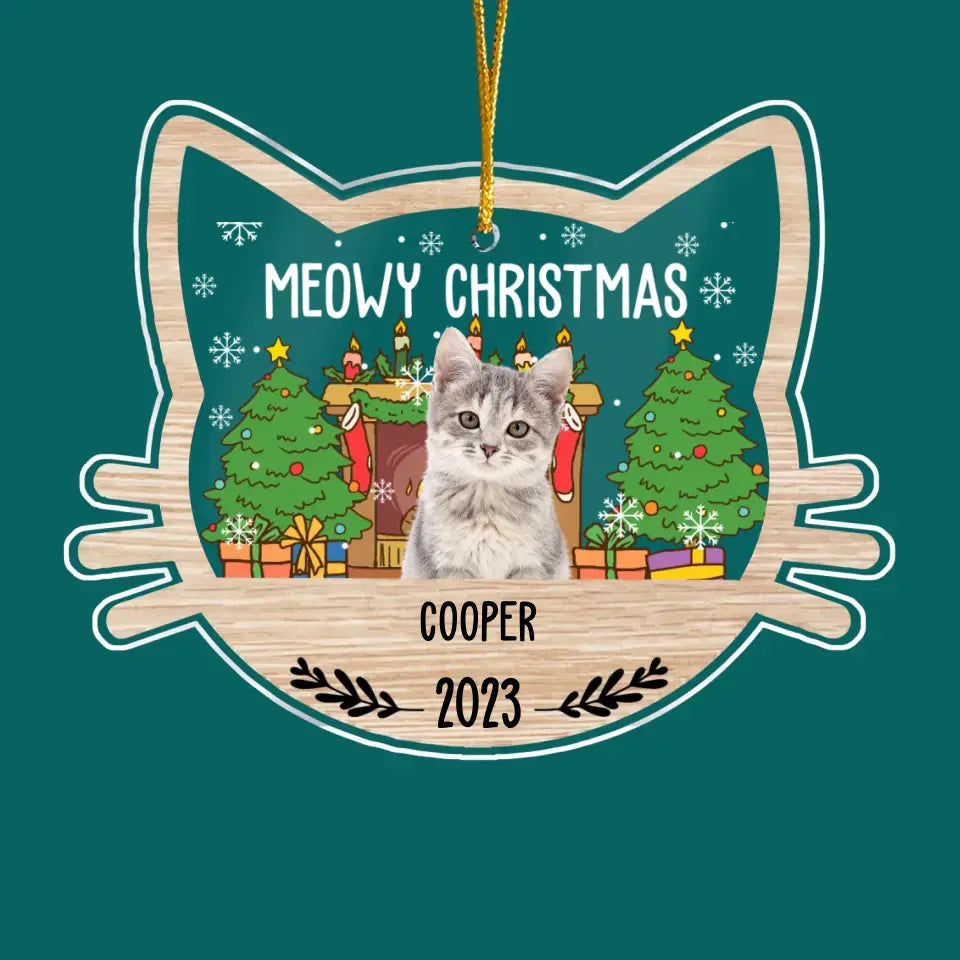 Meowy Christmas - Personalized Acrylic Ornament, Christmas Ornament For Cat Lover - ORN230