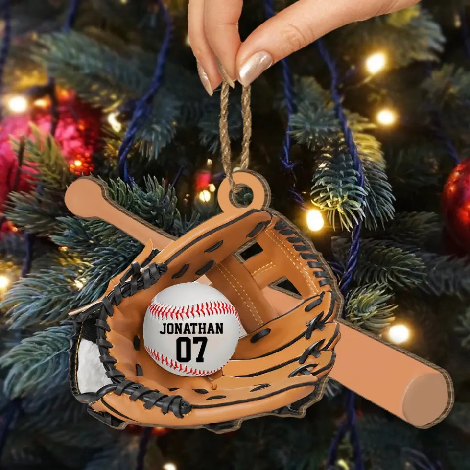 Baseball Custom Name And Number - Personalized Wooden Ornament, Christmas Gift For Baseball Players, Baseball Lovers - ORN233