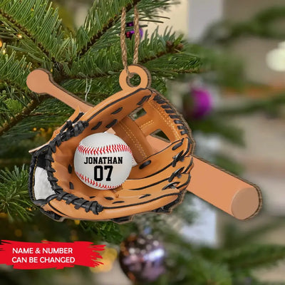 Baseball Custom Name And Number - Personalized Wooden Ornament, Christmas Gift For Baseball Players, Baseball Lovers - ORN233