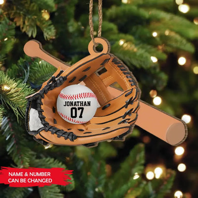 Baseball Custom Name And Number - Personalized Wooden Ornament, Christmas Gift For Baseball Players, Baseball Lovers - ORN233