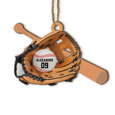 Baseball Custom Name And Number - Personalized Wooden Ornament, Christmas Gift For Baseball Players, Baseball Lovers - ORN233