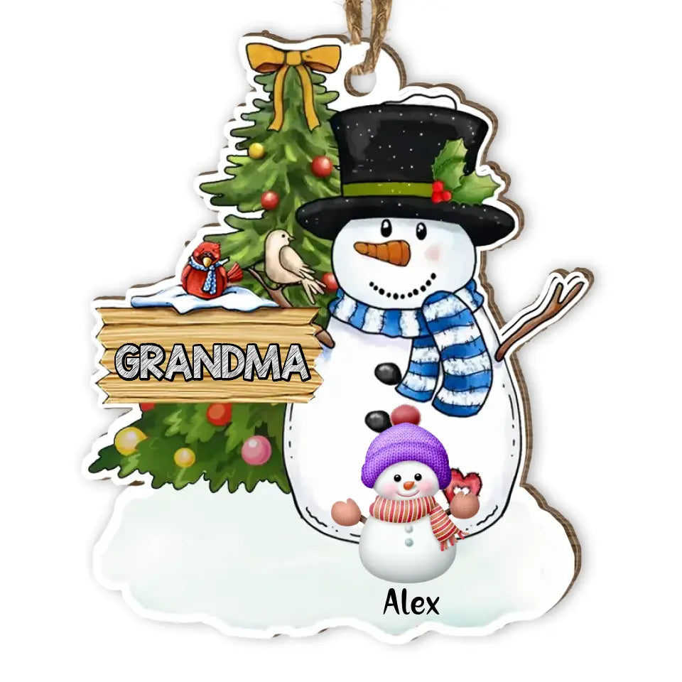 Personalized Nana Snowman Aluminium/Wood/Acrylic Ornament, Gift for Mom Grandma Mimi Nana, Christmas Gift