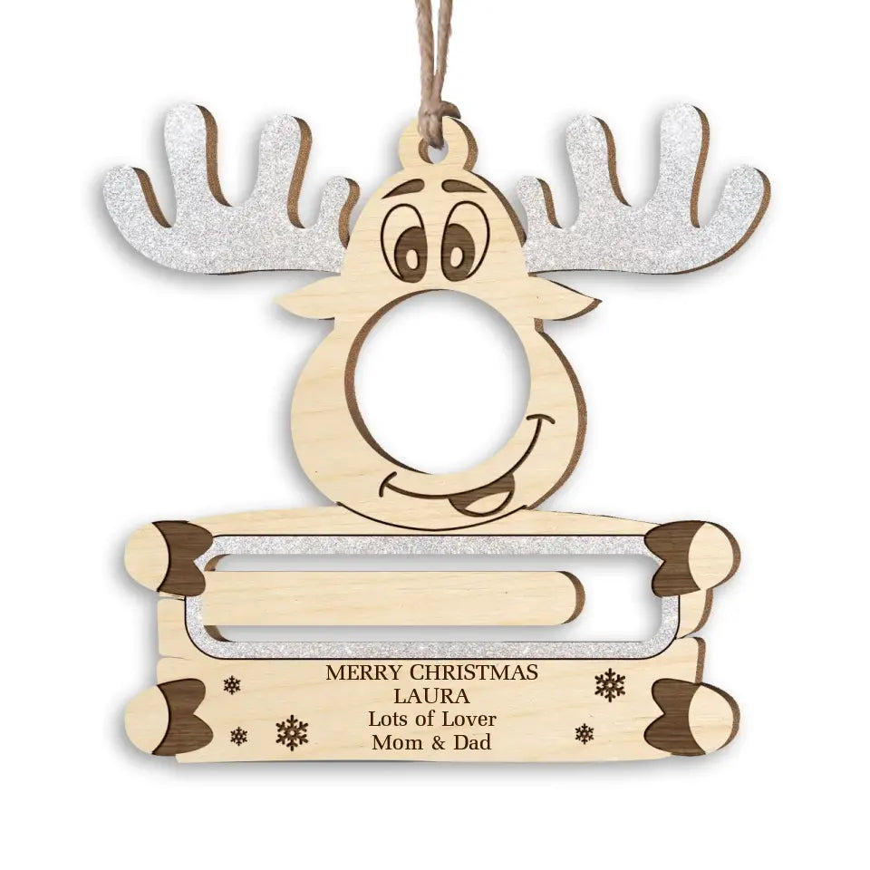 Reindeer Christmas Money Clip - Personalized Wooden Ornament - ORN164