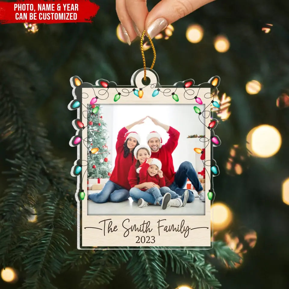 Family Photo Christmas Light - Personalized Acrylic Ornament, Ornament Gift For Family - ORN239