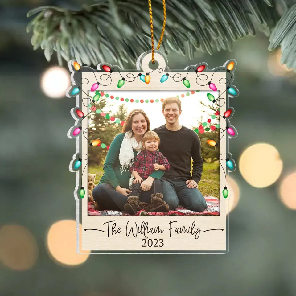 Family Photo Christmas Light - Personalized Acrylic Ornament, Ornament Gift For Family - ORN239