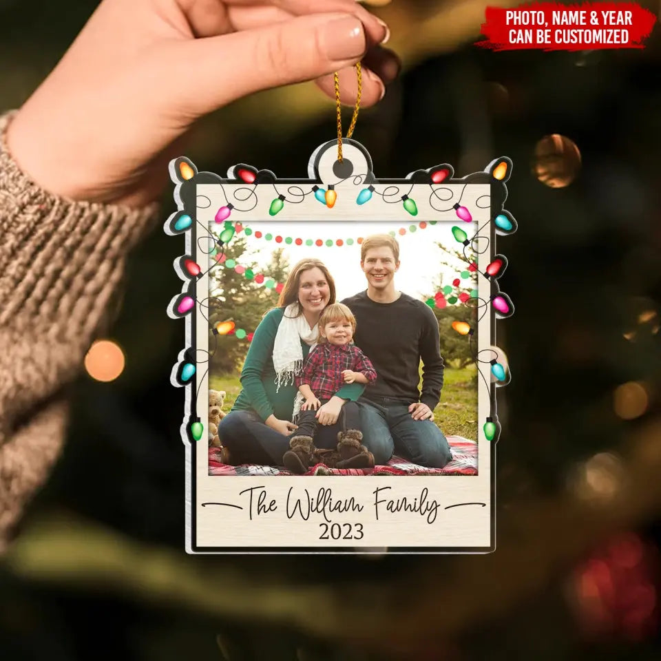 Family Photo Christmas Light - Personalized Acrylic Ornament, Ornament Gift For Family - ORN239