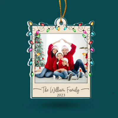 Family Photo Christmas Light - Personalized Acrylic Ornament, Ornament Gift For Family - ORN239