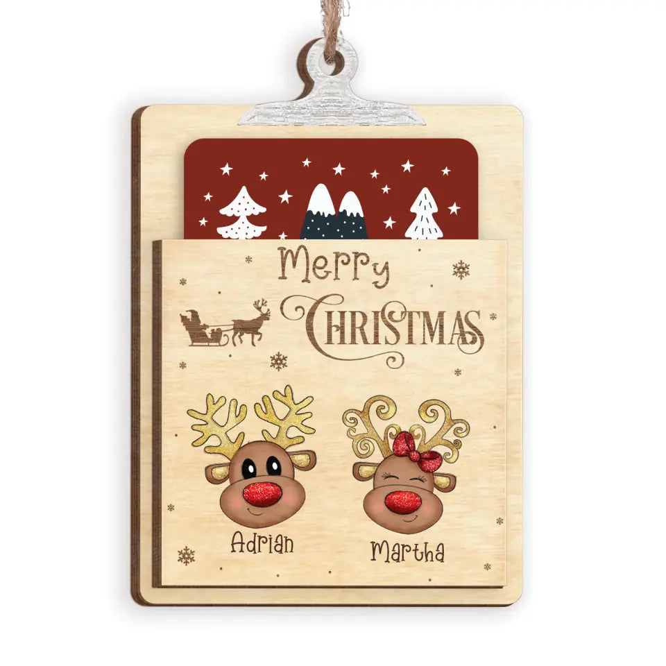 Merry Christmas Gift Card Holder - Personalized Gift Card Holder Ornament, Christmas Gift For Family - ORN243