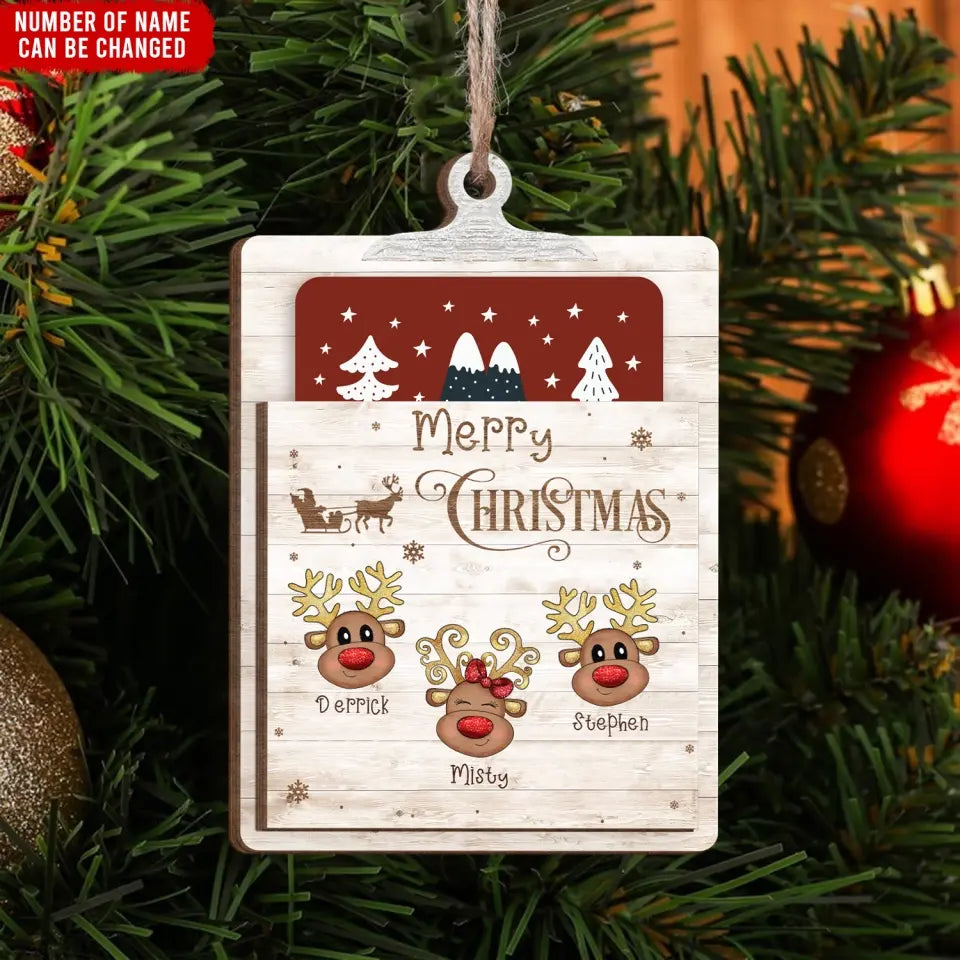 Merry Christmas Gift Card Holder - Personalized Gift Card Holder Ornament, Christmas Gift For Family - ORN243