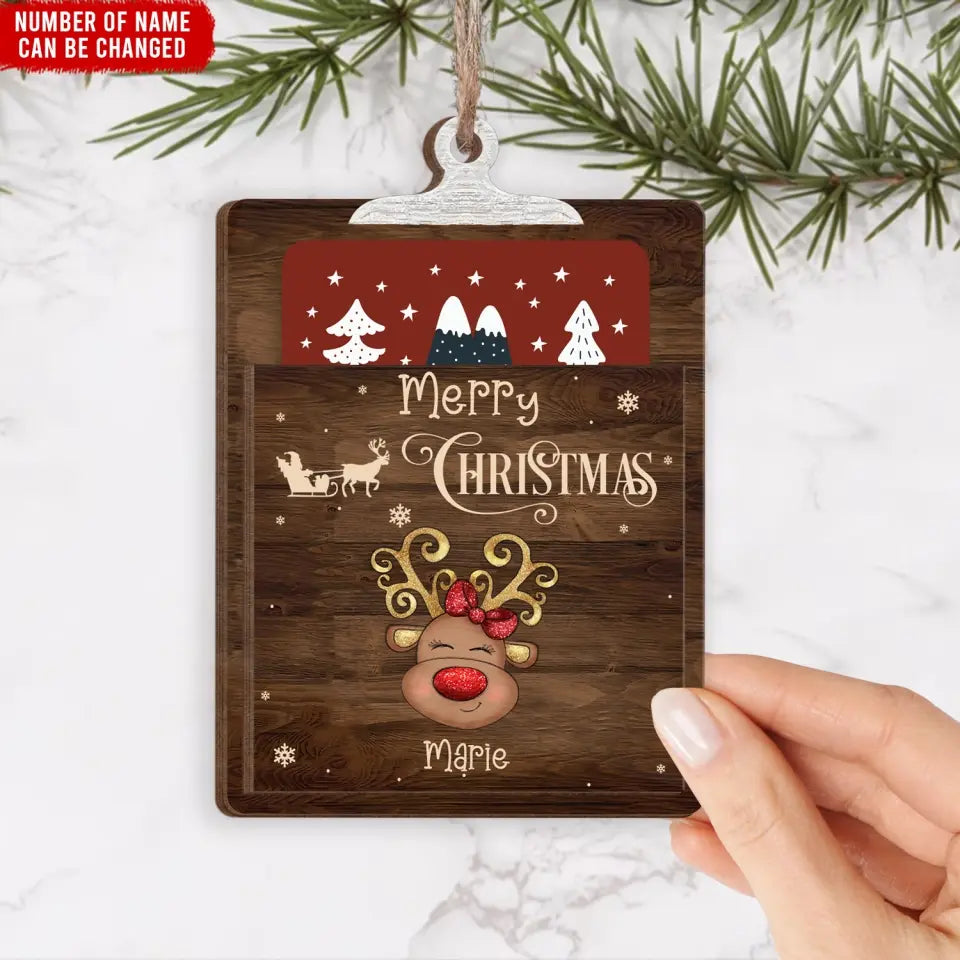 Merry Christmas Gift Card Holder - Personalized Gift Card Holder Ornament, Christmas Gift For Family - ORN243