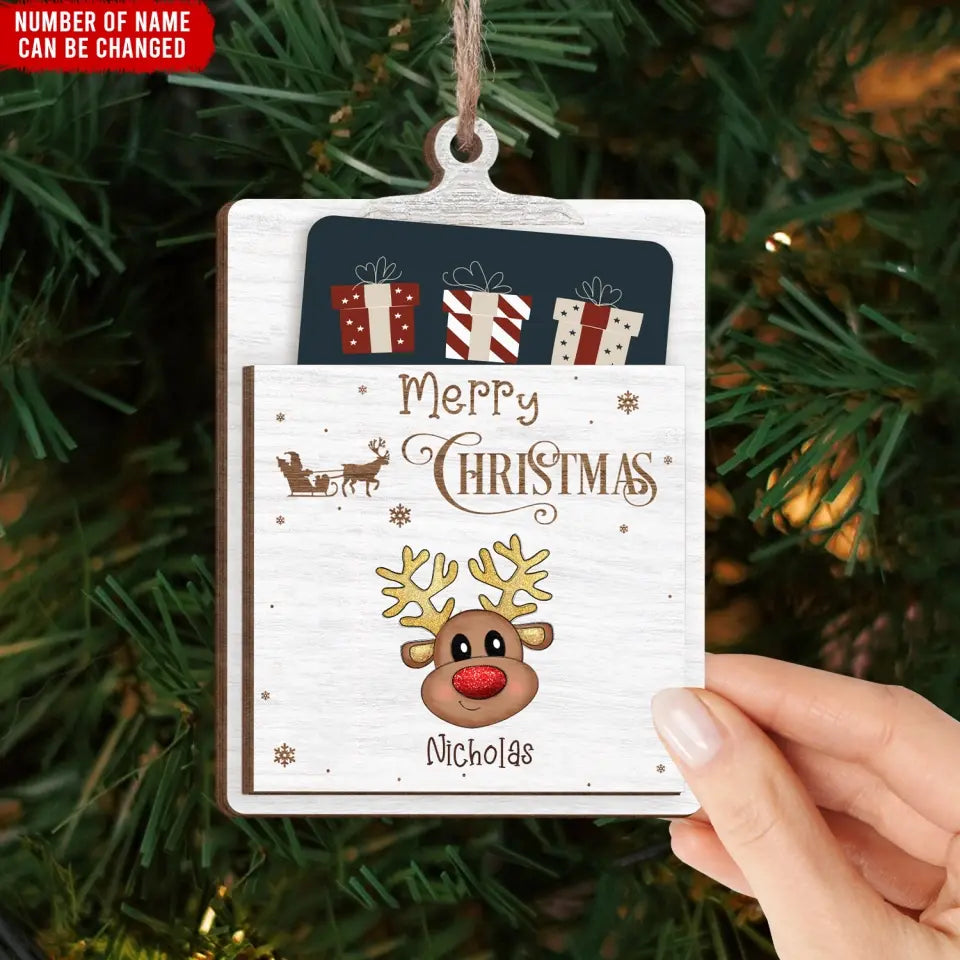 Merry Christmas Gift Card Holder - Personalized Gift Card Holder Ornament, Christmas Gift For Family - ORN243