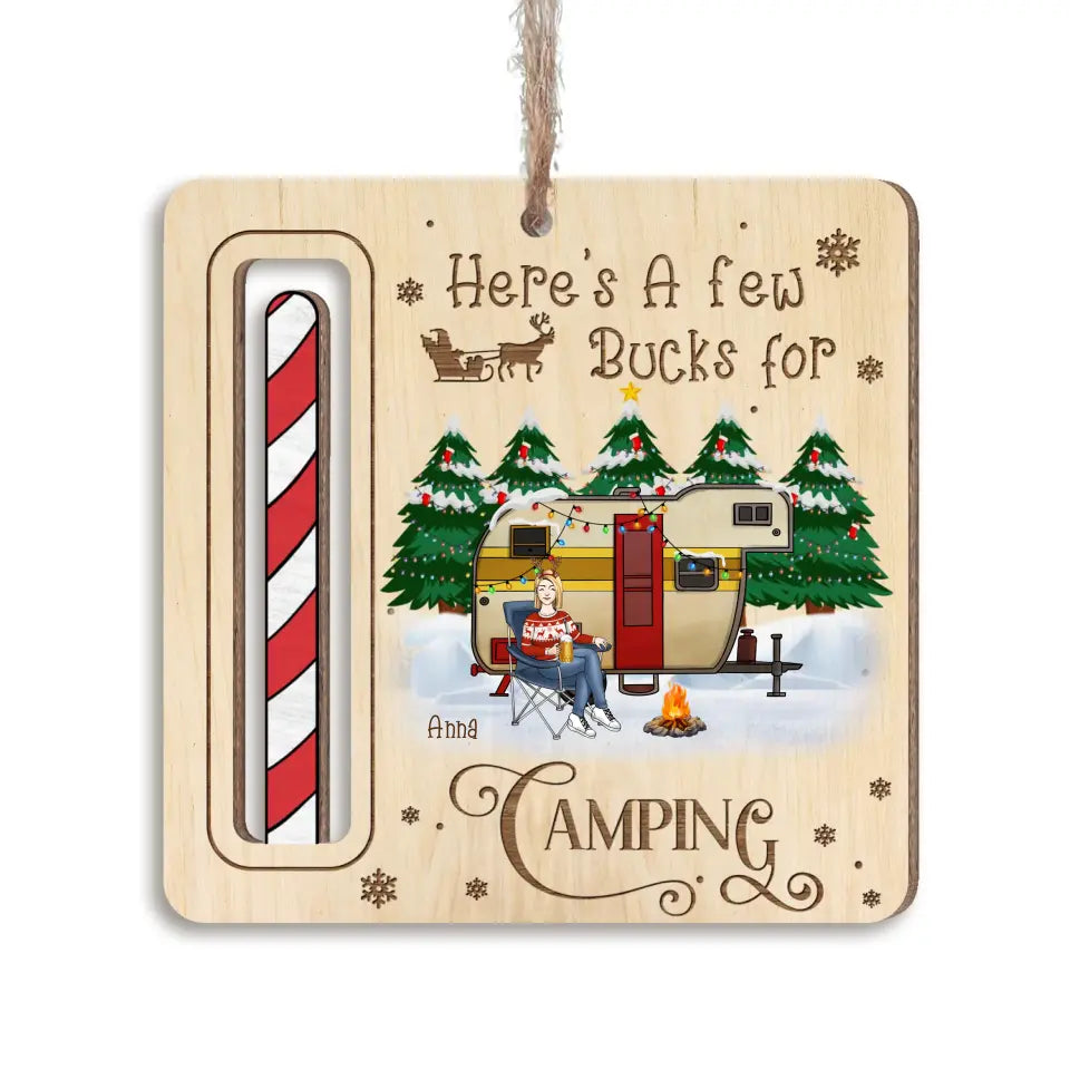 Couple Here's A Few Bucks For Camping - Personalized Wooden Ornament, Money Holder Ornament, Gift For Camping Loves - ORN240