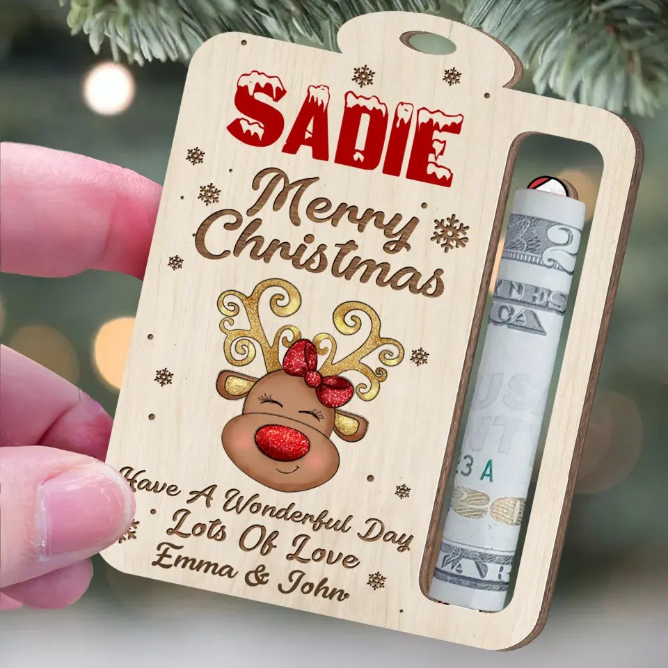 Have A Wonderful Day Lots Of Love - Personalized Wooden Ornament, Money Holder Ornament - ORN246