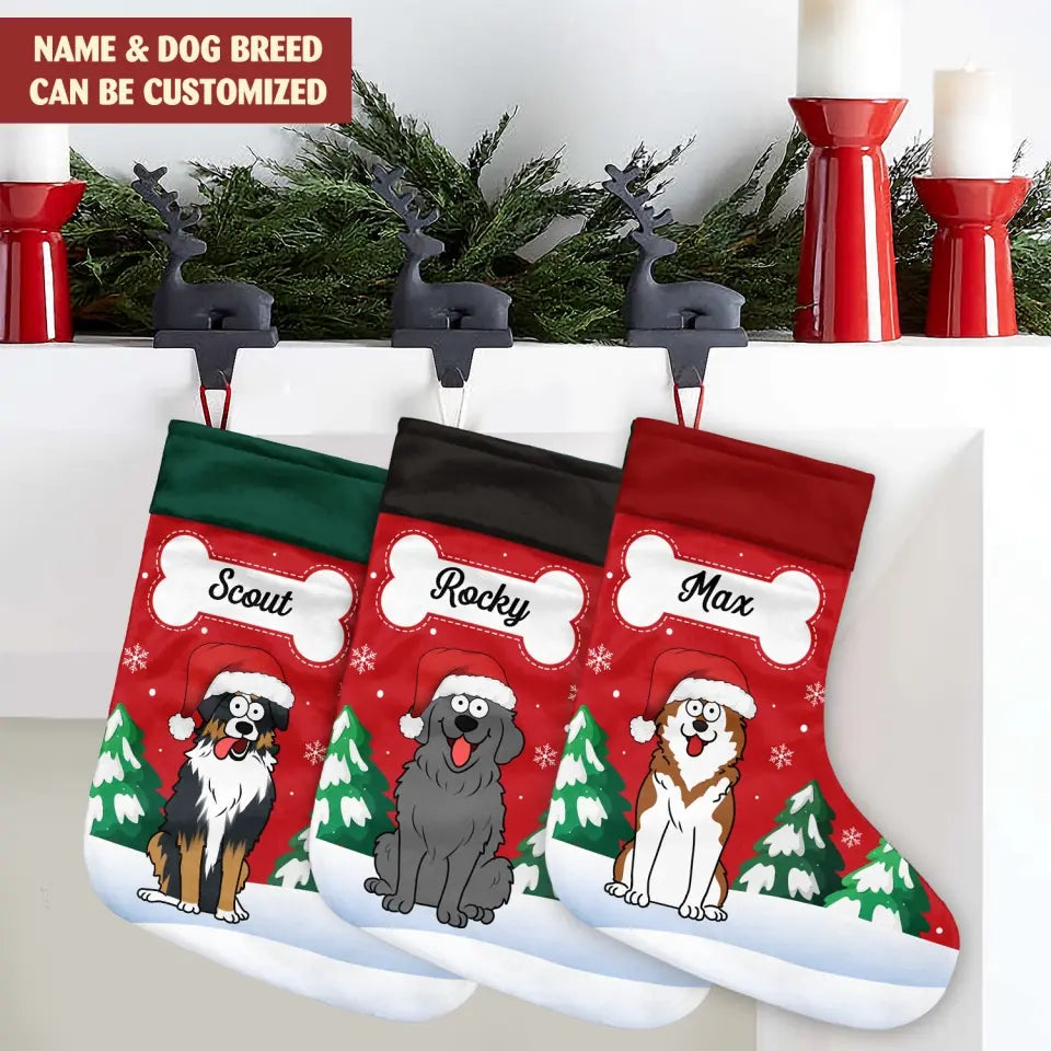 Dog Breeds Stocking Custom  - Personalized Stocking, Christmas Gift For Dog Lovers, Christmas Present - SCS15