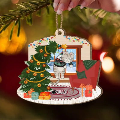 Christmas Cat Limited Edition - Personalized Wooden Ornament, Gift For Cat Lovers, Cat Mom/ Cat Dad - ORN248