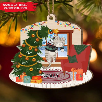 Christmas Cat Limited Edition - Personalized Wooden Ornament, Gift For Cat Lovers, Cat Mom/ Cat Dad - ORN248