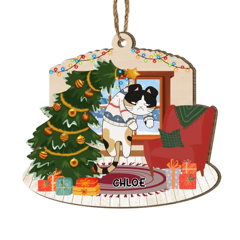 Christmas Cat Limited Edition - Personalized Wooden Ornament, Gift For Cat Lovers, Cat Mom/ Cat Dad - ORN248