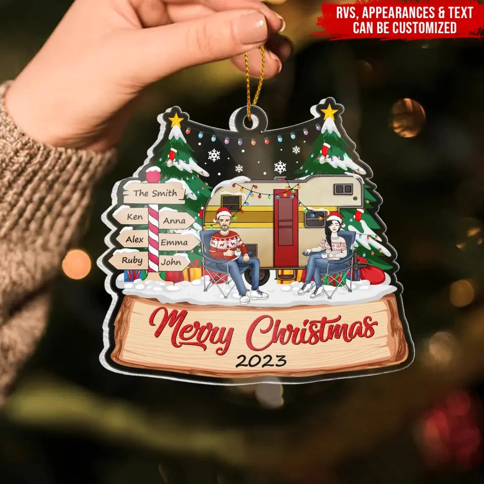 Camping Family - Personalized Acrylic Ornament, Gift For Camping Lover, ornaent, custom ornament, christmas ornament, merry christmas, christmas ornament, christmas gift for camping lover, camper, camping, couple