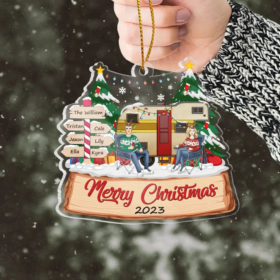 Camping Family - Personalized Acrylic Ornament, Gift For Camping Lover - ORN249