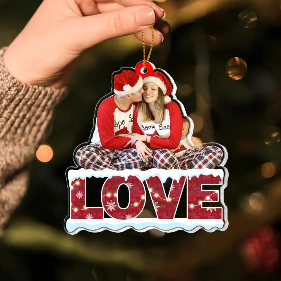 Merry Christmas with Family Photo - Personalized Acrylic Ornament, Christmas Gift for Family, Couple - ORN253