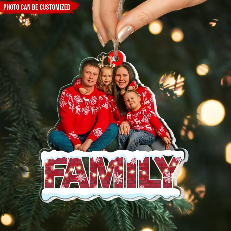 Merry Christmas with Family Photo - Personalized Acrylic Ornament, Christmas Gift for Family, Couple - ORN253