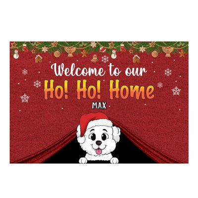 Welcome To Our Ho Ho Home - Personalized Doormat, Christmas Gift For Dog Lovers, Home Decor For Christmas - DM252