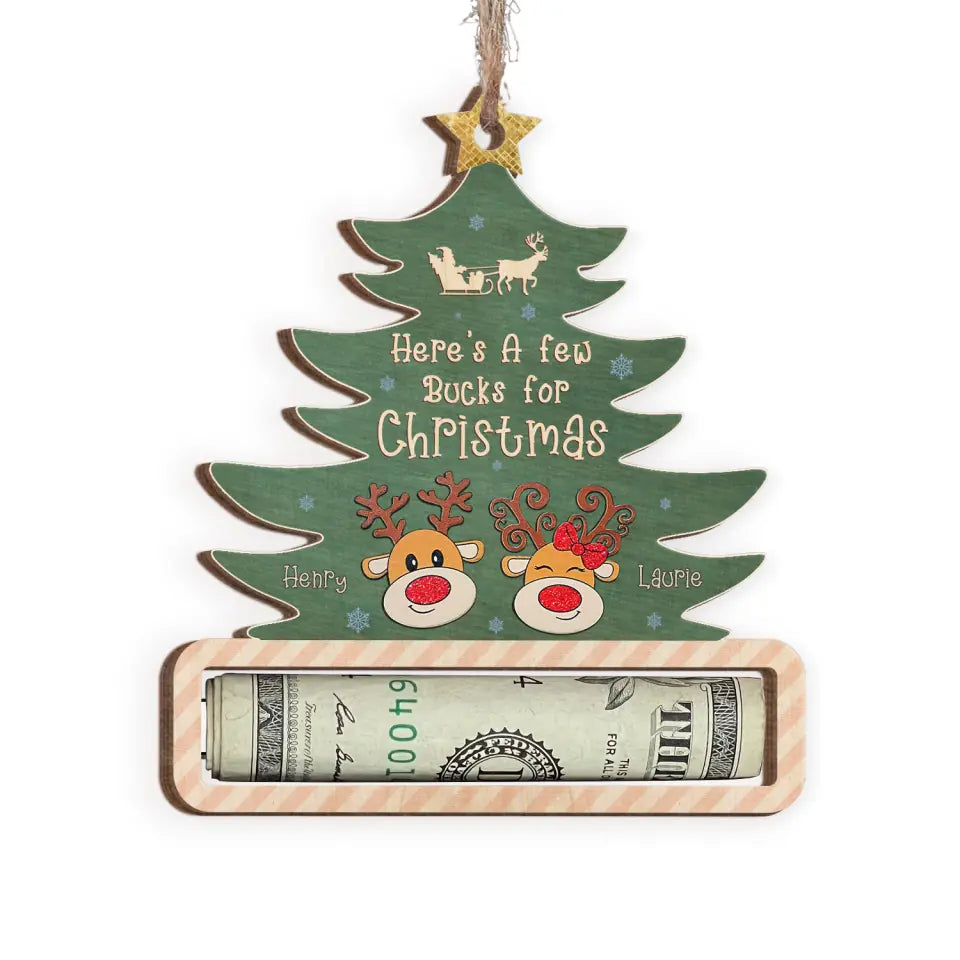 Christmas Tree A Few Bụcks For Christmas - Personalized Wooden Ornament, Money Holder Ornament, Gift For Christmas - ORN258