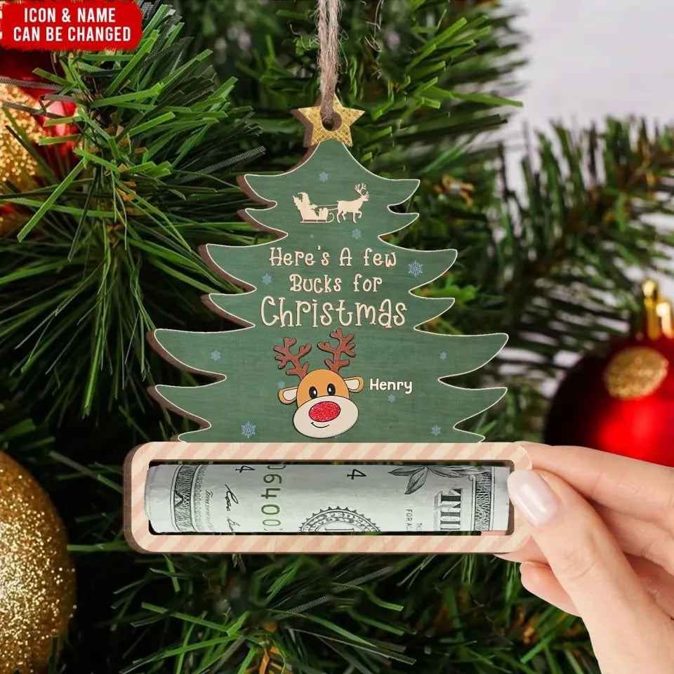 Christmas Tree A Few Bụcks For Christmas - Personalized Wooden Ornament, Money Holder Ornament, Gift For Christmas - ORN258