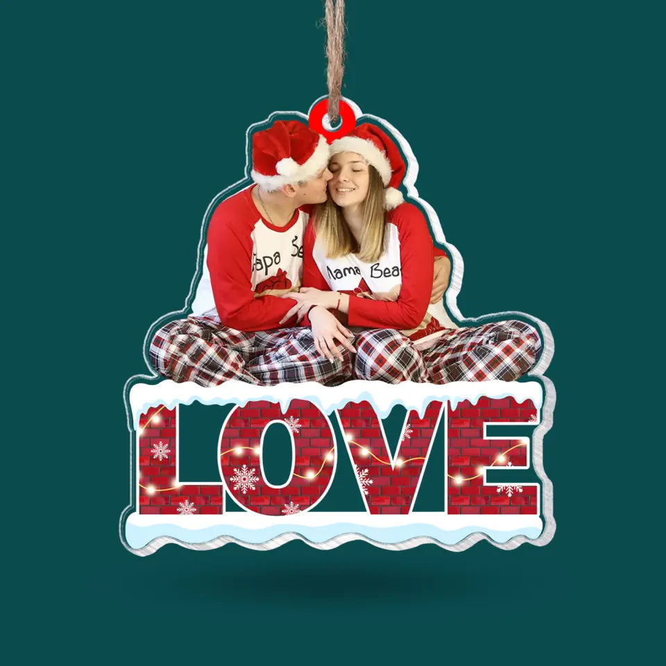 Merry Christmas with Family Photo - Personalized Acrylic Ornament, Christmas Gift for Family, Couple - ORN253