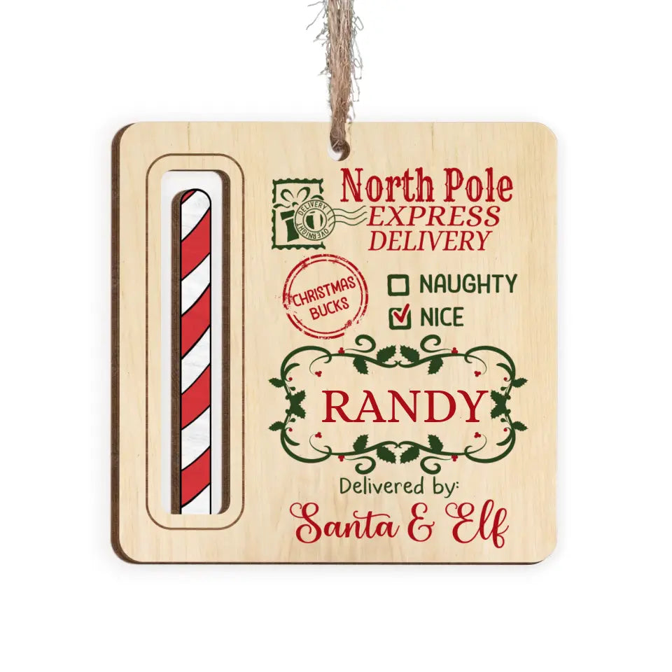 North Pole Express Santa Delivery - Personalized Wooden Ornament, Money Holder Ornament - ORN254